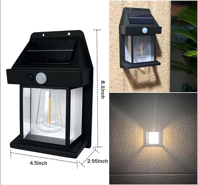 AHUJA INTERNATIONAL Tungsten Bulb LED Solar Outdoor Garden Waterproof Wall Light with Wireless Sensor Solar Wall Lamp-Pack of 1