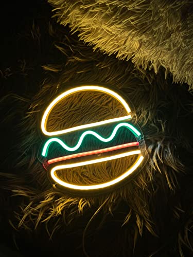 AHUJA INTERNATIONAL Burger LED NEON Sign, Home Decor, Kids Room, Party, CAFÉ (7.3 x 8.1)