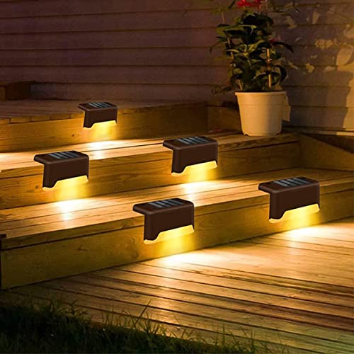 AHUJA INTERNATIONAL Solar Step Light Outdoor Led Solar Powered Deck Lights Waterproof Outdoor Lighting for Steps Stairs Paths Garden Fences Pathway (Warm Yellow Light)