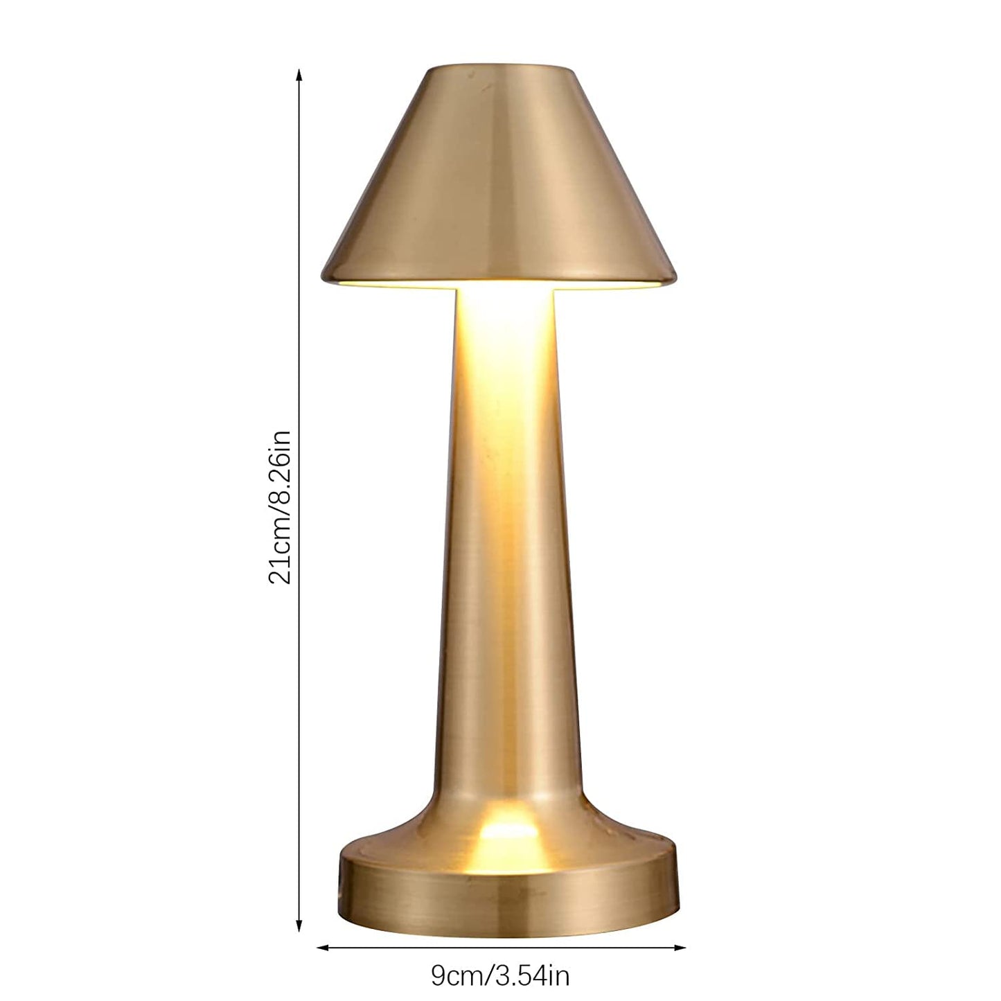 Ahuja International Pyramid Shape Modern Rechargeable Cordless Table Lamp (Touch Control & Dimming)|Wireless Lamp |Portable Lamp |Restaurant Table Lamp| 3 in 1 Light (Gold)