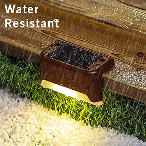 AHUJA INTERNATIONAL Solar Step Light Outdoor Led Solar Powered Deck Lights Waterproof Outdoor Lighting for Steps Stairs Paths Garden Fences Pathway (Warm Yellow Light)