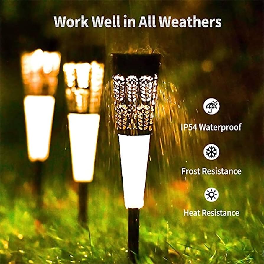 Ahuja Internationl Solar Lights Outdoor Stainless Steel Lights Waterproof, LED Solar Powered Outdoor Lights Solar Garden Lights for Pathway Patio Yard Warm White