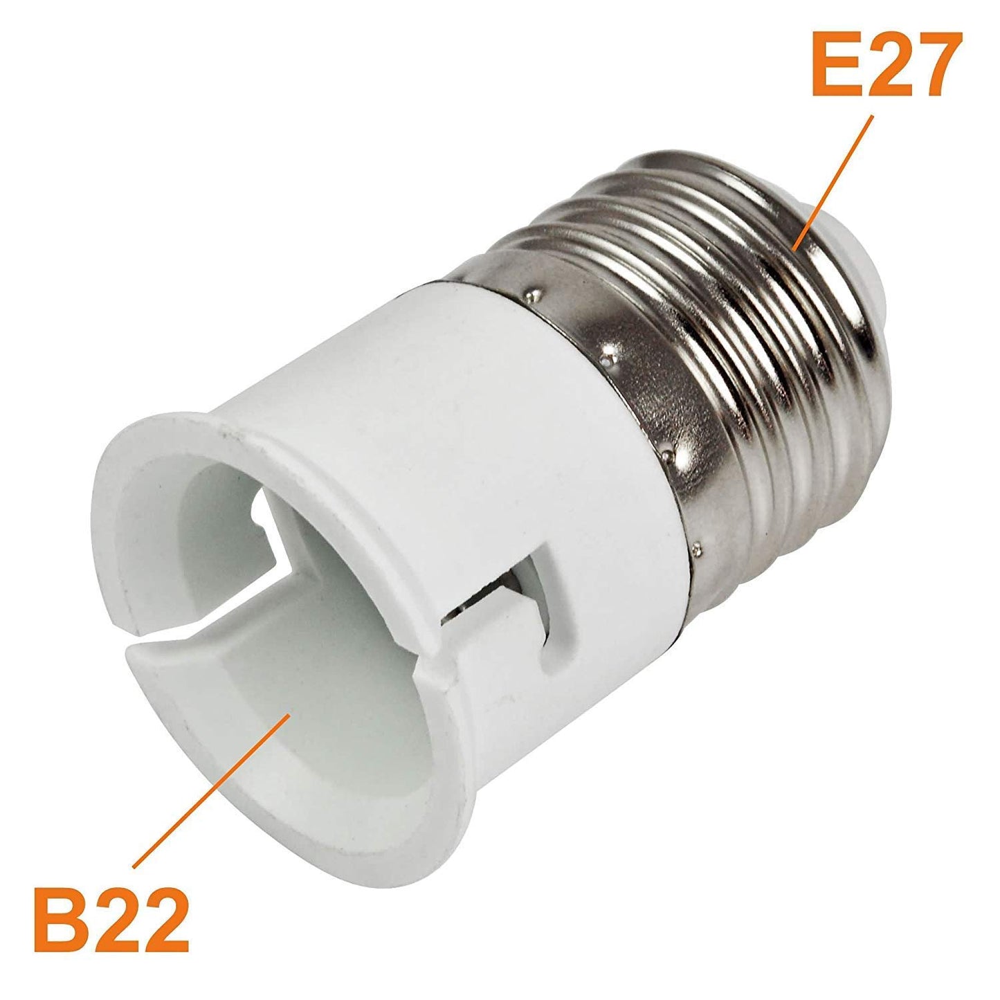 Ahuja International E27 to B22 Screw Base Socket Ceramic Lamp Holder Light Bulb Adapter (White, Pack of 2)