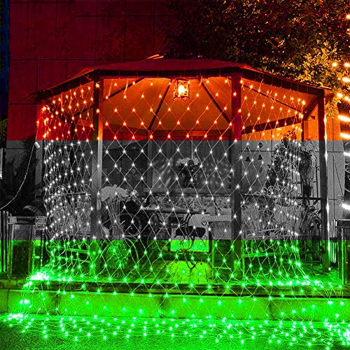 AHUJA INTERNATIONAL LED Tricolor Net Mesh Flag Fairy String Light Saffron White and Green-Plastic,Corded Electric,Rectangular 3x2M