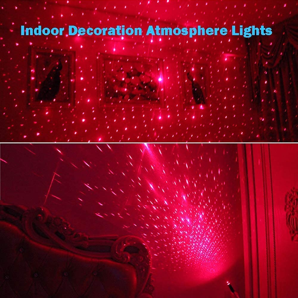 Ahuja International Universal Atmosphere Lamp Ambient USB Star Light Auto Roof Projector for Car, Bus, Truck, Home, Office (1pc)- Red Color