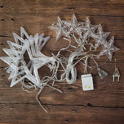 Ahuja International 12 Stars 138 LED Curtain String Lights Window Curtain Lights with 8 Flashing Modes Decoration for Christmas, Wedding, Party, Home, Patio Lawn Warm White (138 LED - Star)