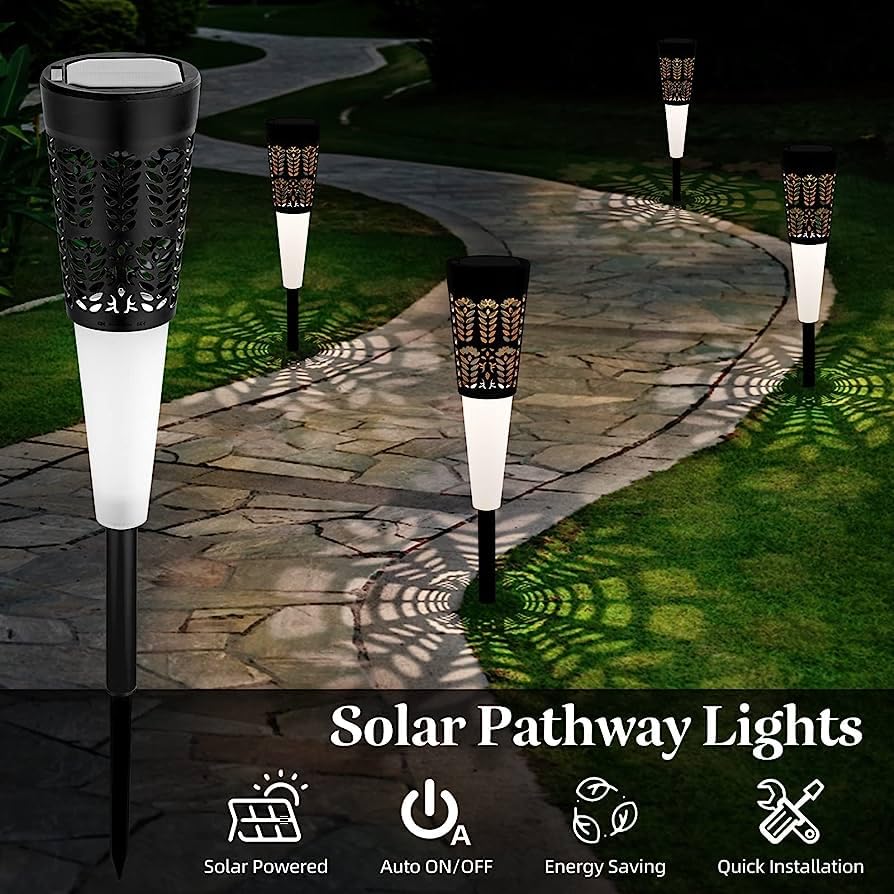 Ahuja Internationl Solar Lights Outdoor Stainless Steel Lights Waterproof, LED Solar Powered Outdoor Lights Solar Garden Lights for Pathway Patio Yard Warm White