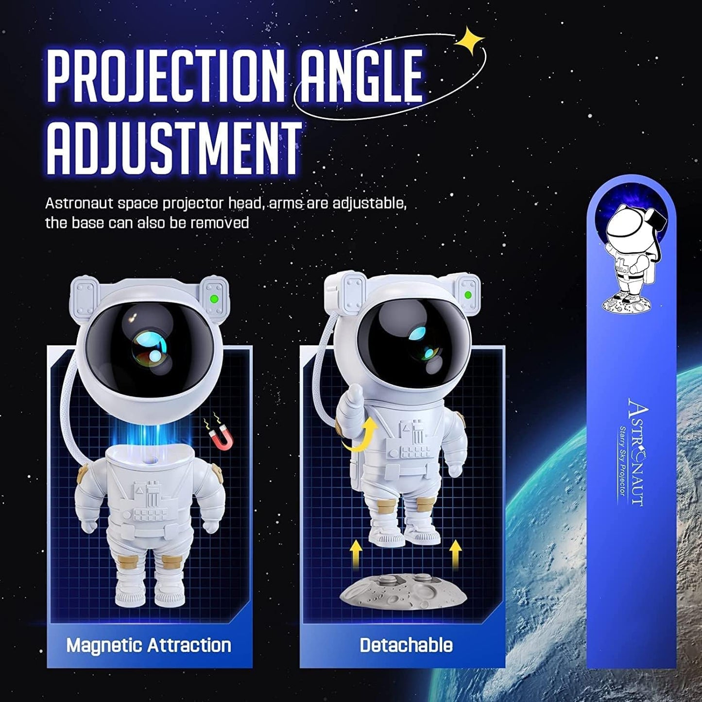 AHUJA INTERNATIONAL Astronaut Galaxy Projector Light for Bedroom, Star Projector Night Light, Adjustable Head Angle & 360°Rotation, Diwali Lights for Decoration Home