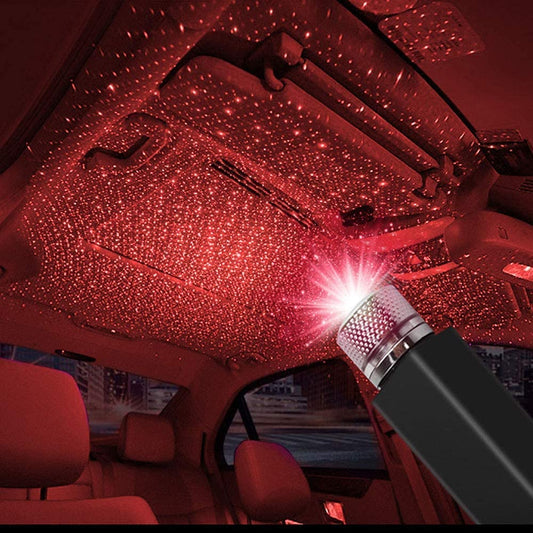 Ahuja International Universal Atmosphere Lamp Ambient USB Star Light Auto Roof Projector for Car, Bus, Truck, Home, Office (1pc)- Red Color